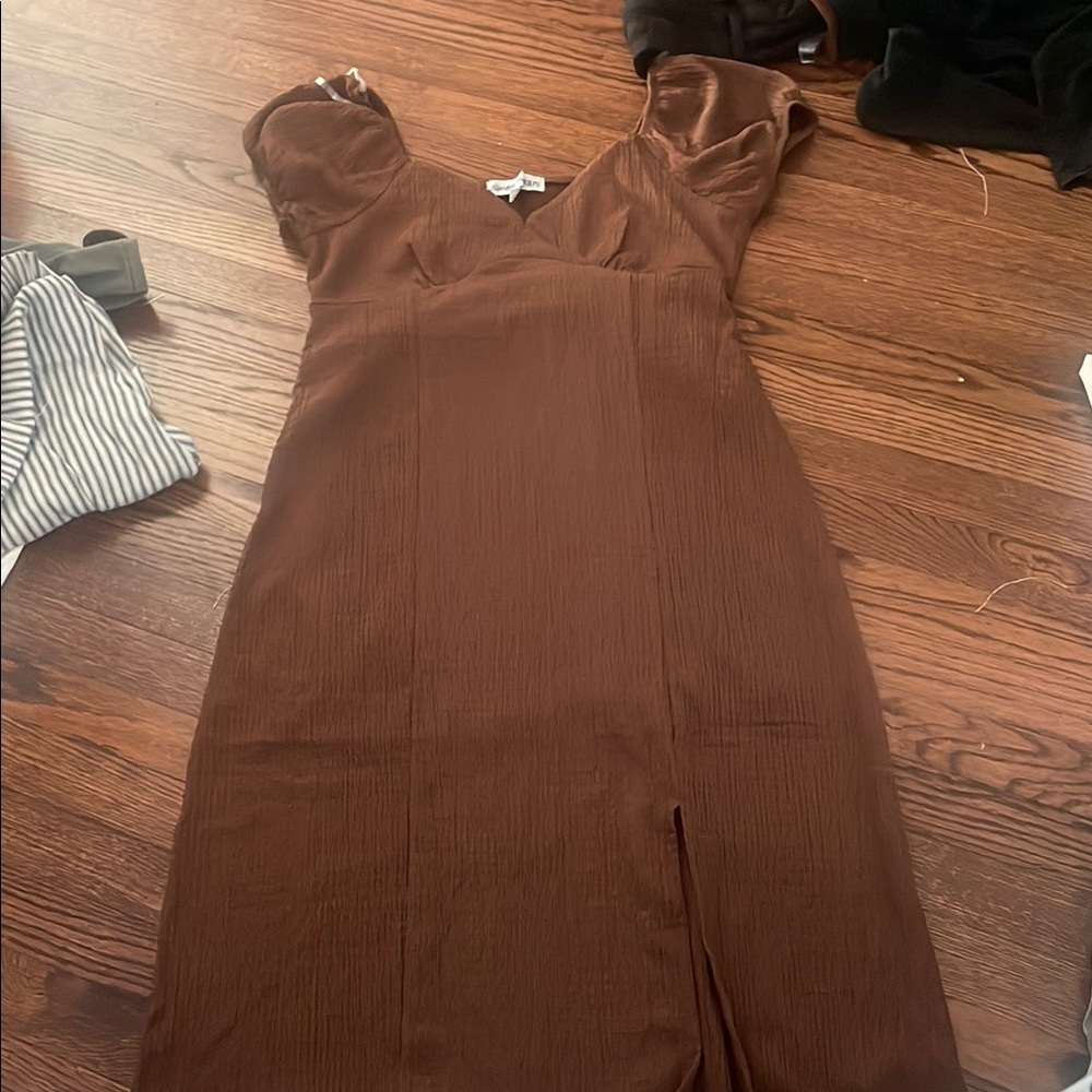 Elegant Brown Midi Dress